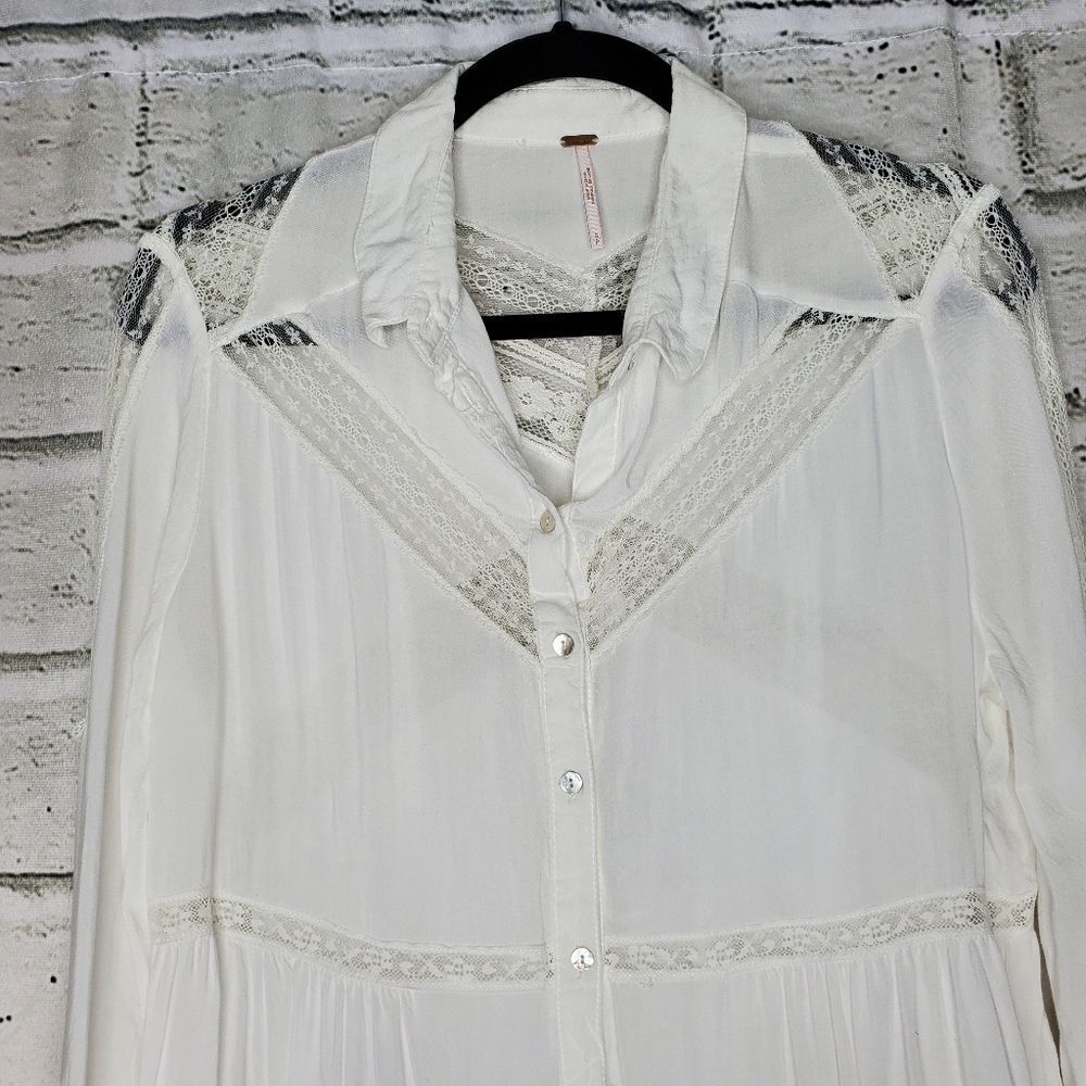 Free People Wild Wind white lace blouse small - Picture 5 of 10